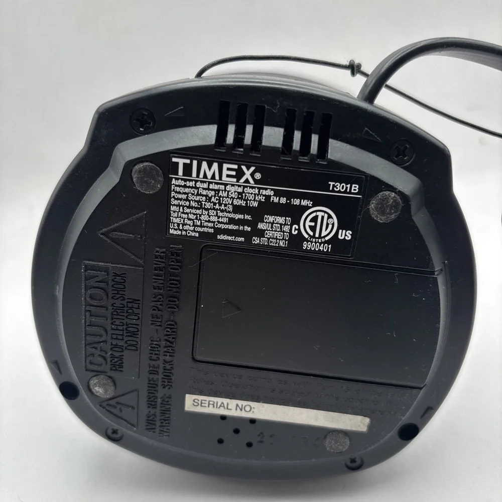 Timex T301B Dual Alarm Clock Radio | Used Digital Clock with FM Radio & Snooze:1